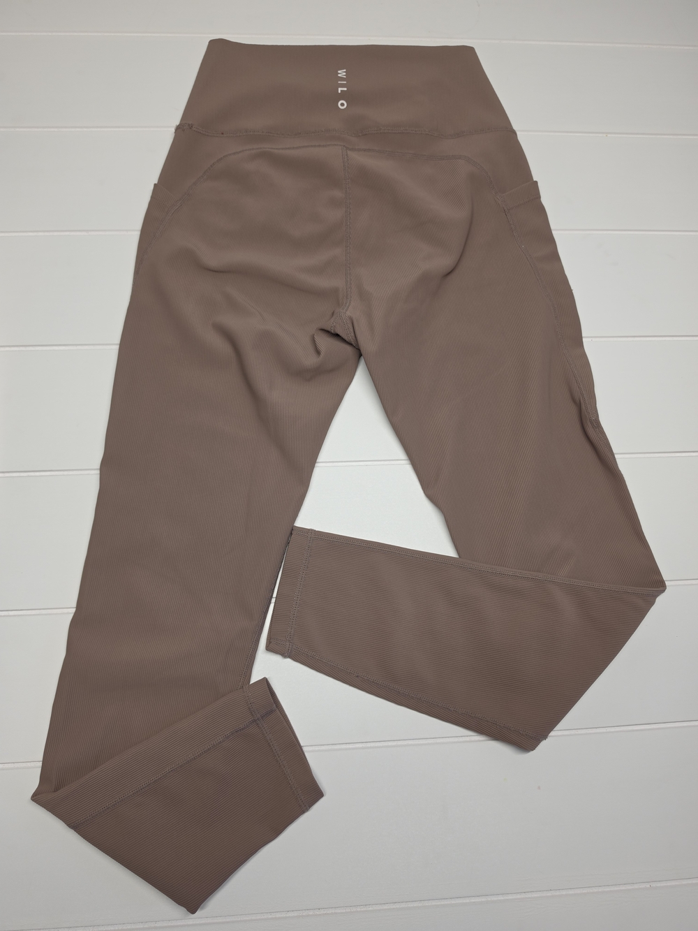 Wilo The Lable Brown High-Waisted Ribbed Leggings W/pockets MEDIUM